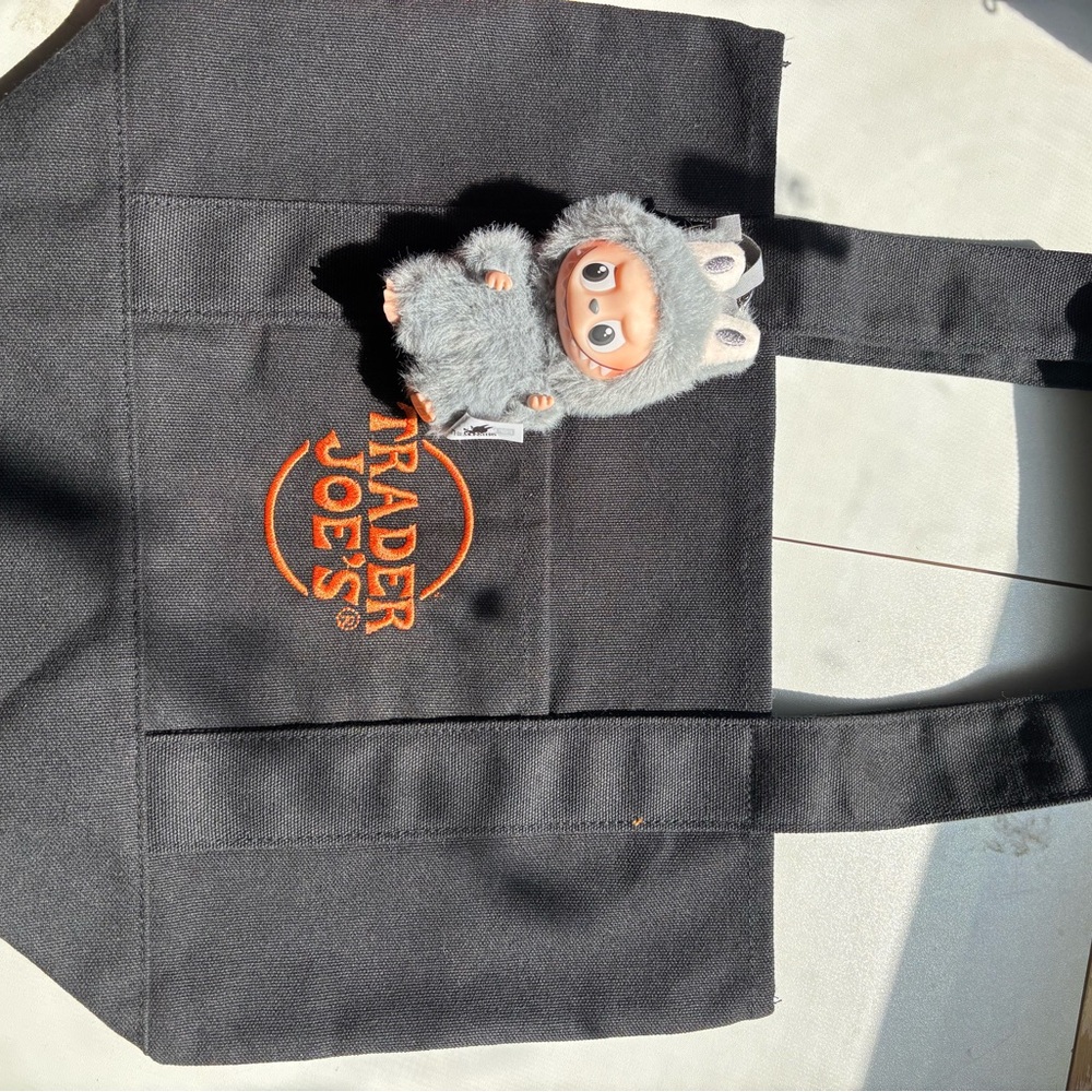 Trader Joe's Black Tote Bag with Orange Logo